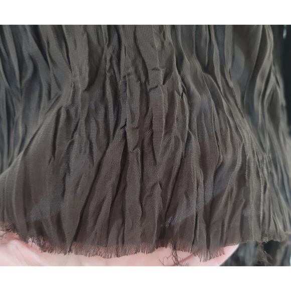 The In Shop Brown Accordion Pleated Sequin V Neck Top Medium Lightweight Soft - Picture 2 of 6